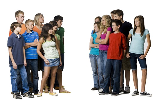 two groups of teenagers