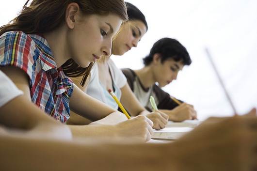 High school students concentrating in class