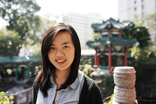 Portrait of young woman, Wong Tai Sin Temple, Kowloon, Hong Kong, China, Asia